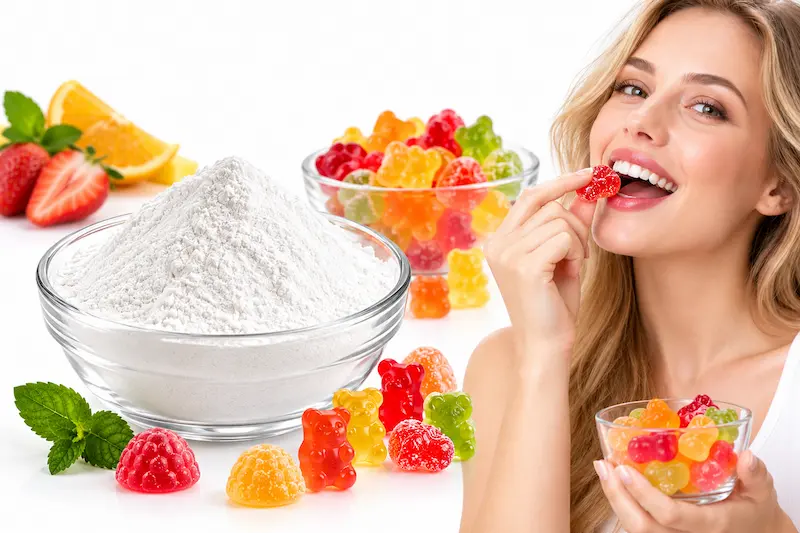Acid-treated modified starch (E1401) used as the gelling base for gummy candy
