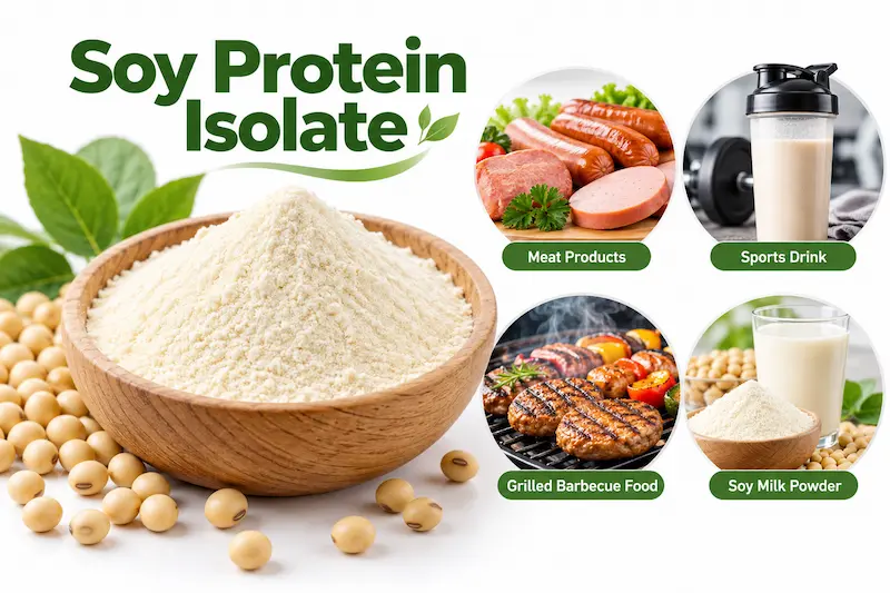 Soy protein isolate powder, a high-protein vegan ingredient for protein powder, beverages and meat products